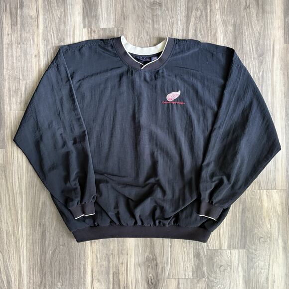 Vintage Detroit Red Wings Windbreaker Pullover Sweatshirt Size XXL Black 1990s - Picture 1 of 4